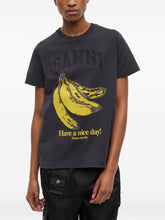 Ganni Organic Cotton Logo-Print Relaxed T-Shirt Grey