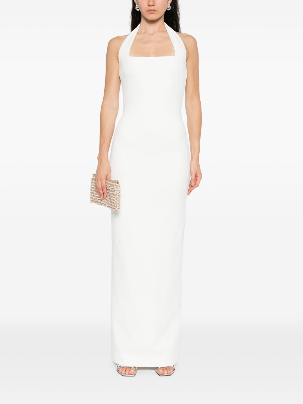 Solace London Ilona Halterneck Maxi Dress in Beige Beige