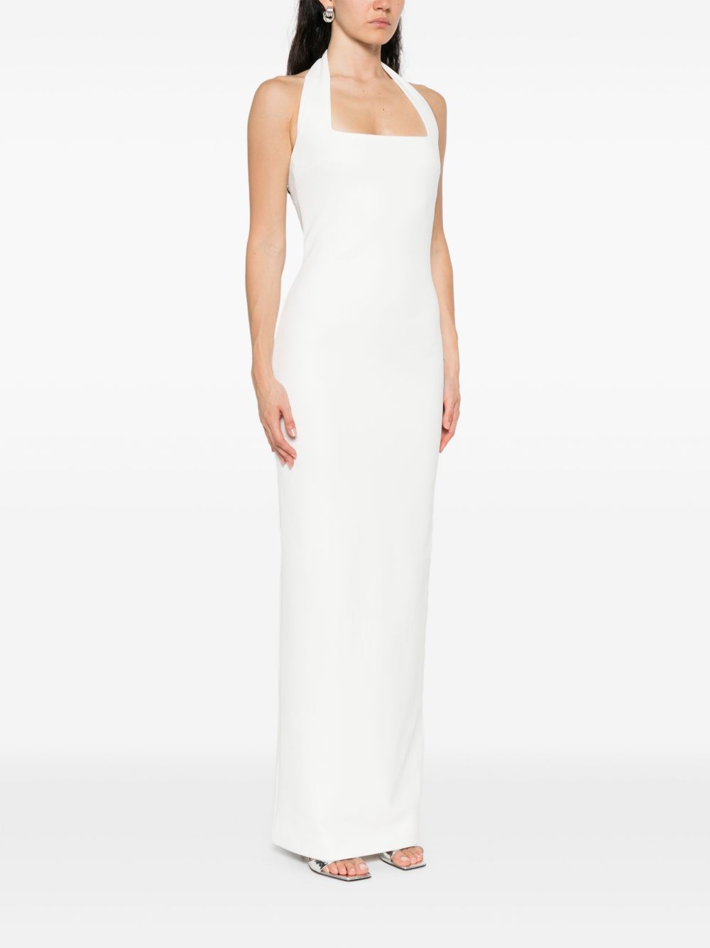 Solace London Ilona Halterneck Maxi Dress in Beige Beige