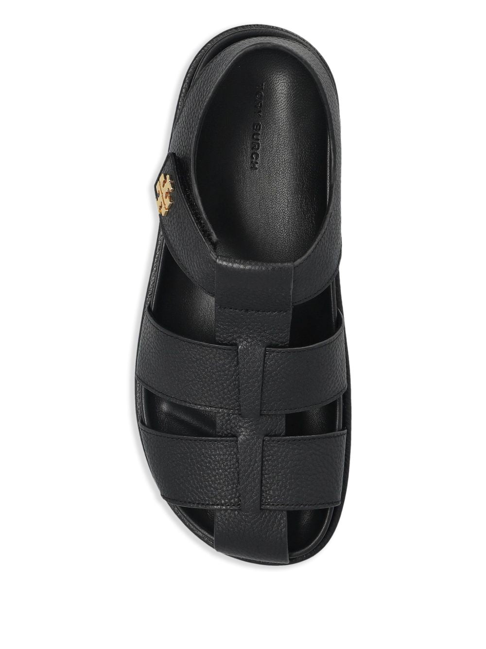 Tory Burch Kira Fisherman Sport Leather Flat Sandals Black