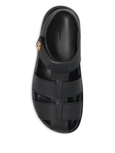 Tory Burch Kira Fisherman Sport Leather Flat Sandals Black