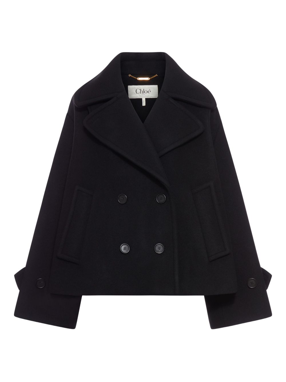 Chloè Double-Breasted Wool Coat Black