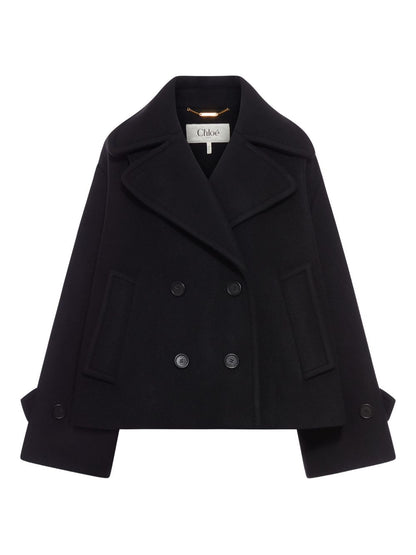Chloè Double-Breasted Wool Coat Black