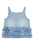 Ganni Denim Ruffled Backless Top Clear Blue