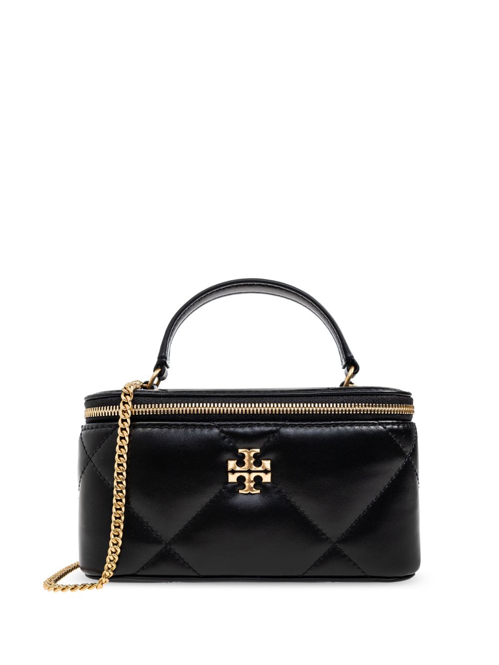 Tory Burch Kira Diamond Quilted Leather Vanity Shoulder Bag Black