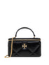 Tory Burch Kira Diamond Quilted Leather Vanity Shoulder Bag Black