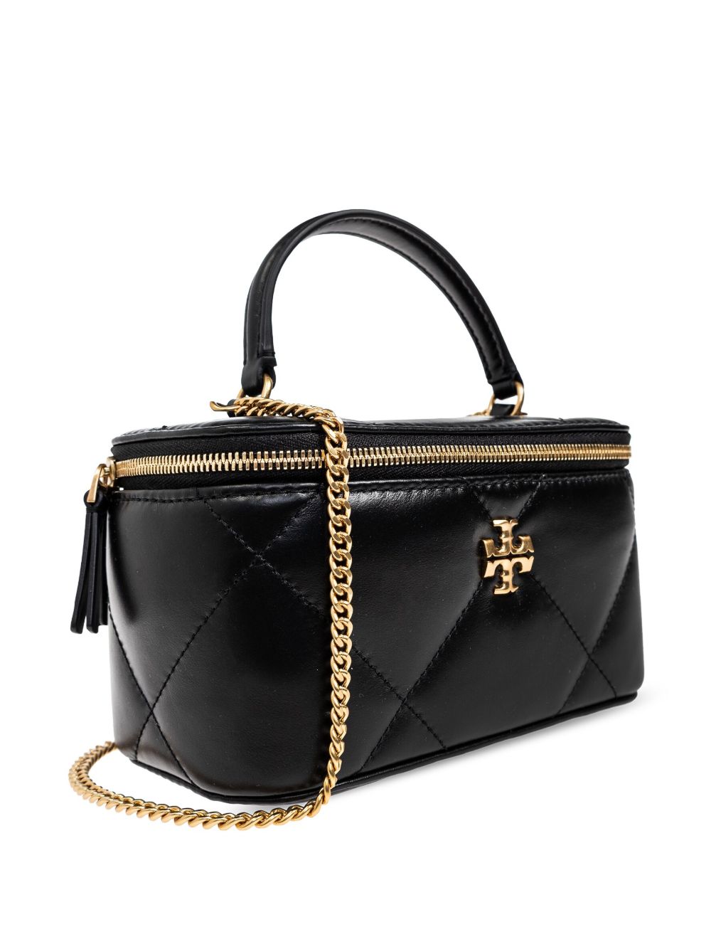 Tory Burch Kira Diamond Quilted Leather Vanity Shoulder Bag Black