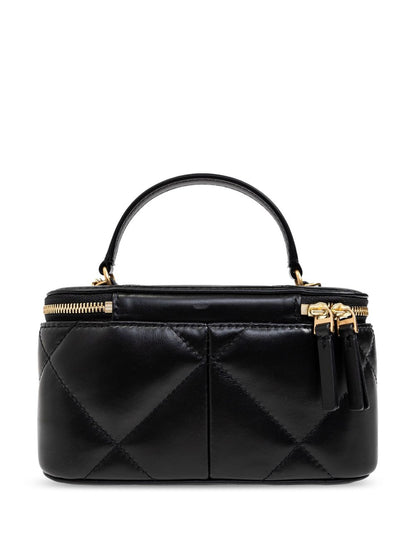Tory Burch Kira Diamond Quilted Leather Vanity Shoulder Bag Black
