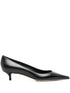 Jimmy Choo Amelia 3.5cm Leather Pointed-Toe Kitten Heel Pumps Black Black