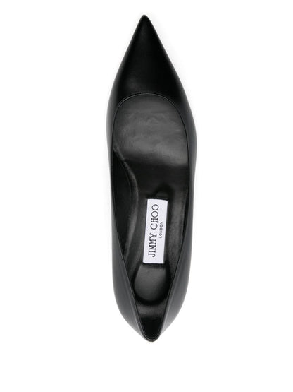 Jimmy Choo Amelia 3.5cm Leather Pointed-Toe Kitten Heel Pumps Black Black