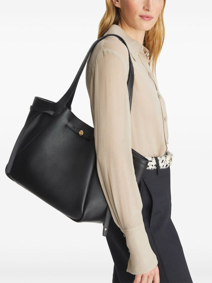 Tory Burch Romy Calf Leather Tote Bag Black