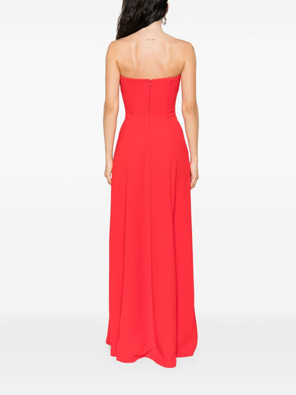 Solace London Helena Strapless Flared Maxi Dress Red