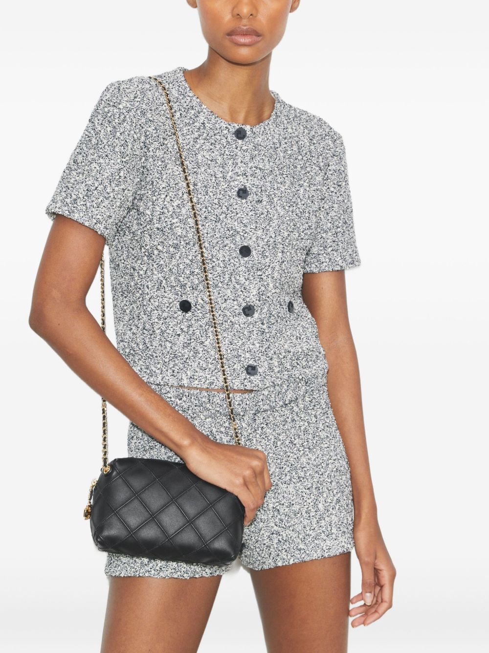 Tory Burch Small Fleming Quilted Leather Crossbody Bag Black