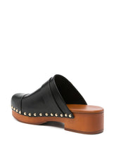 Chloè Jeannette Black Leather Mid-Heel Clogs Black
