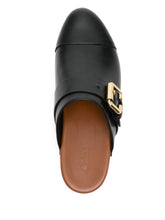 Chloè Jeannette Black Leather Mid-Heel Clogs Black