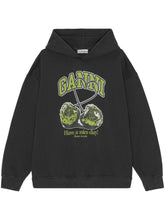 Ganni Oversized Cherries Organic Cotton Hoodie Grey Grey