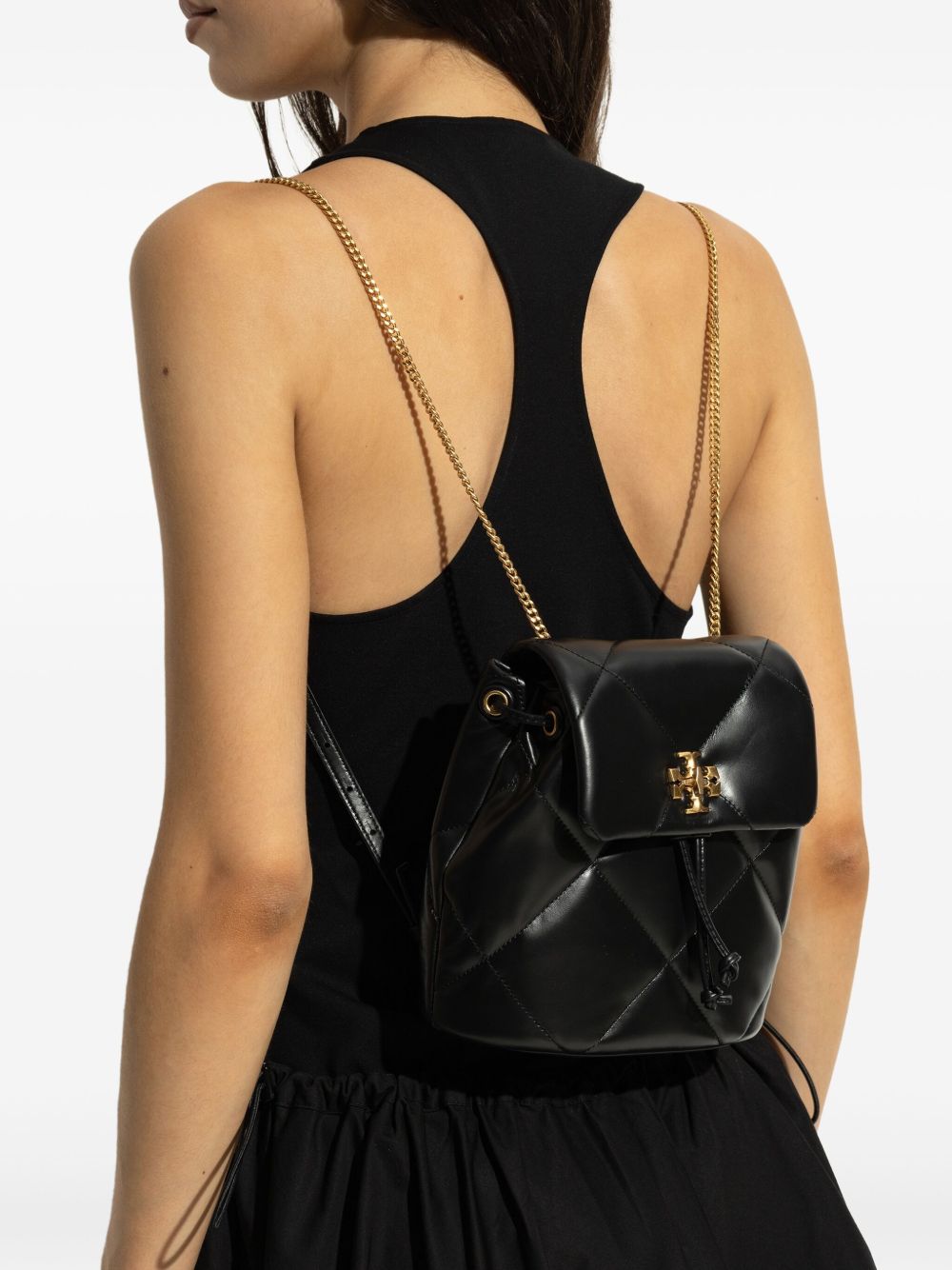 Tory Burch Virginia Small Kira Diamond Leather Backpack Black