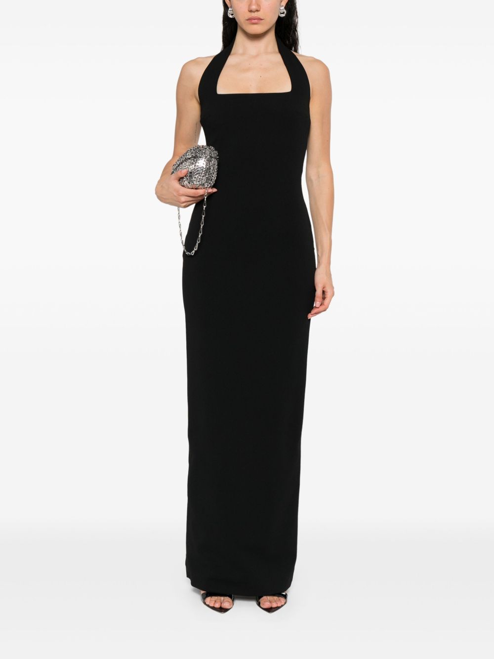 Solace London Square-Neck Maxi Dress Black