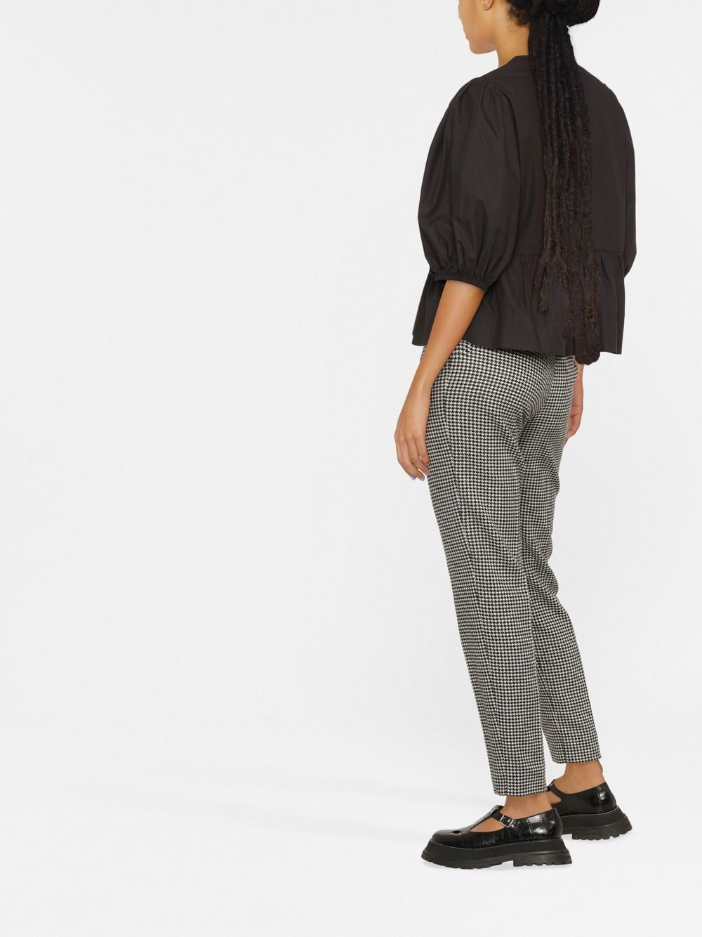 Ganni Cotton Peplum Top with Puff Sleeves Black black
