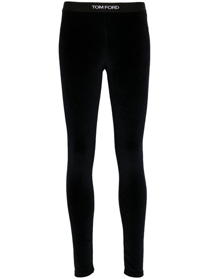 Tom Ford Midnight Blue Velour High-Waist Skinny Velvet Leggings Blue