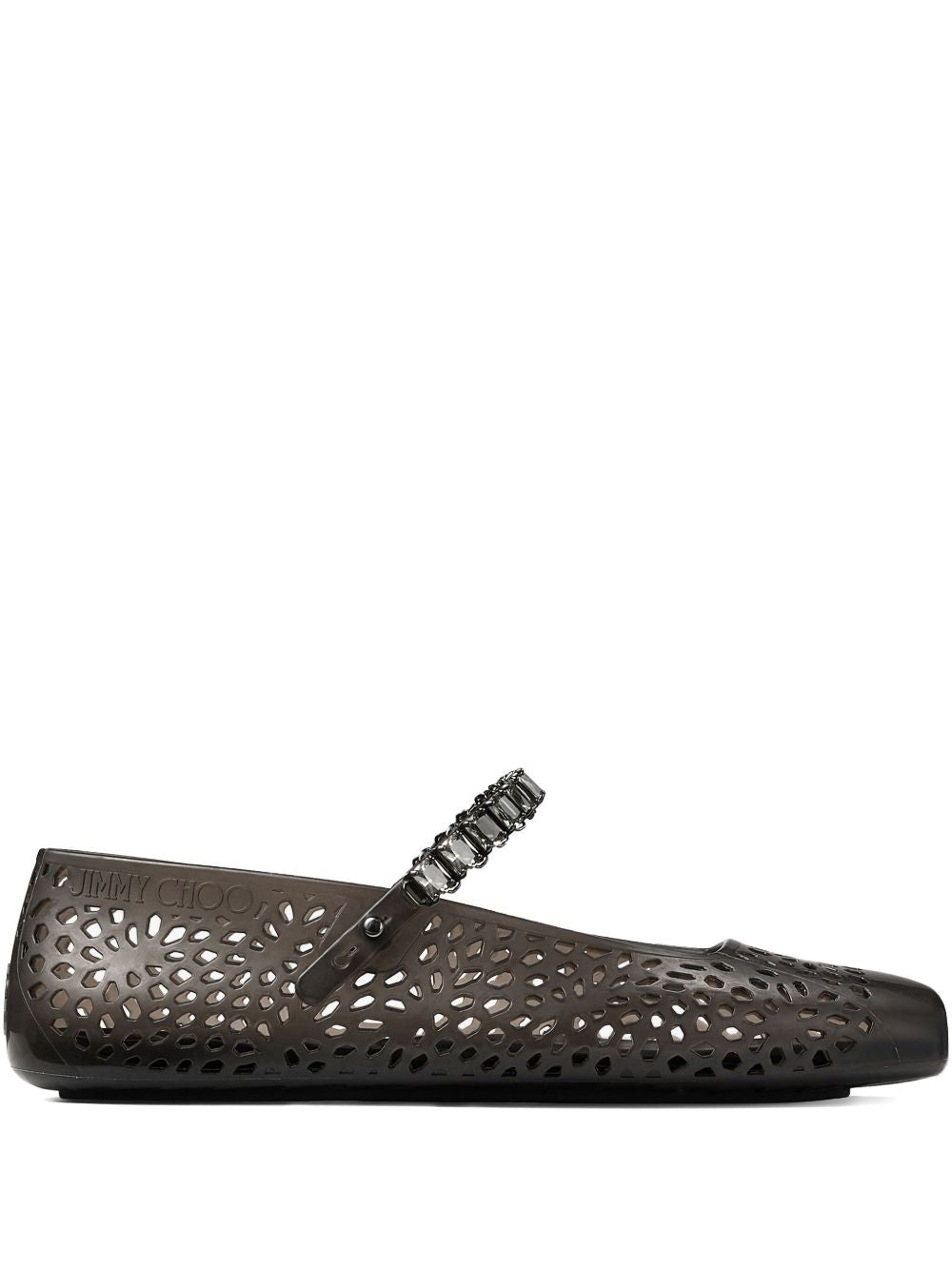Jimmy Choo Jelly Crystal Embellished Flat Ballet Shoes Black Black