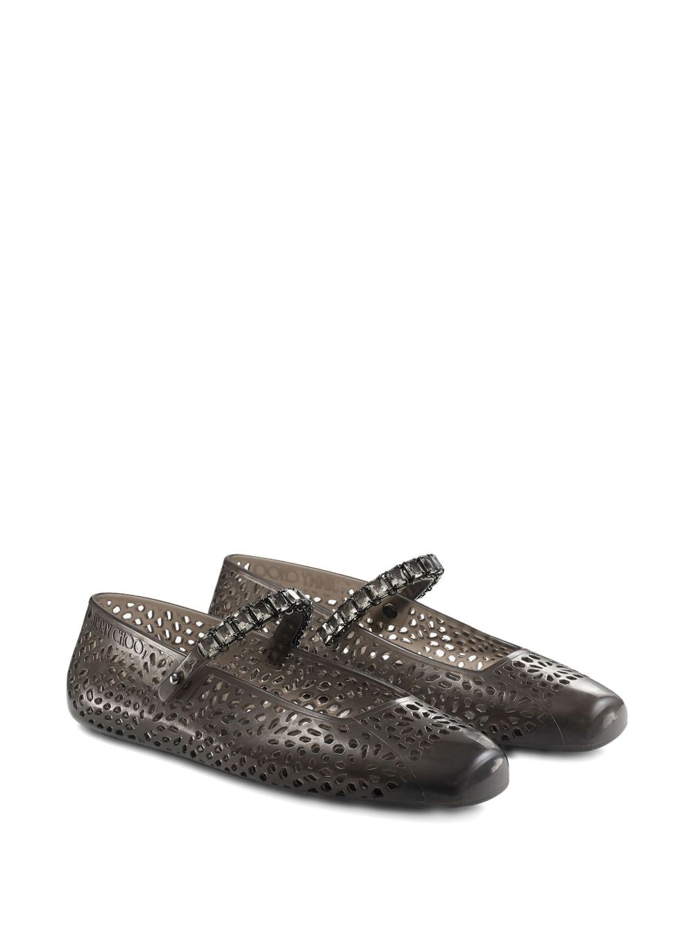 Jimmy Choo Jelly Crystal Embellished Flat Ballet Shoes Black Black