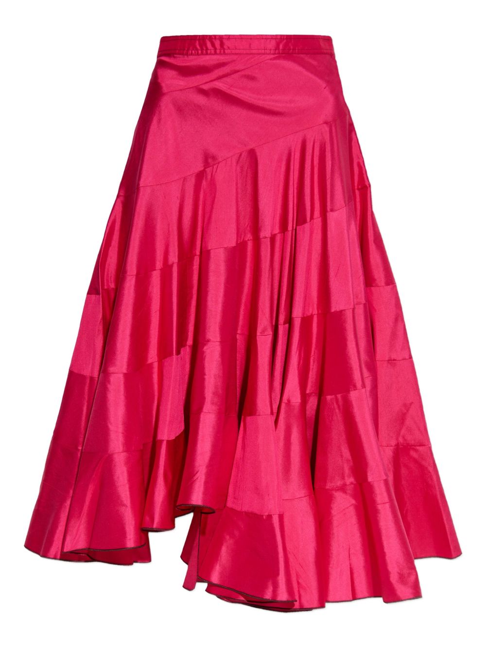 Tory Burch Silk Asymmetric Panelled Midi Skirt Fuchsia fuchsia