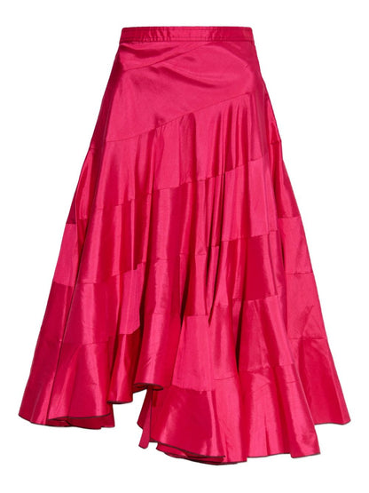 Tory Burch Silk Asymmetric Panelled Midi Skirt Fuchsia fuchsia