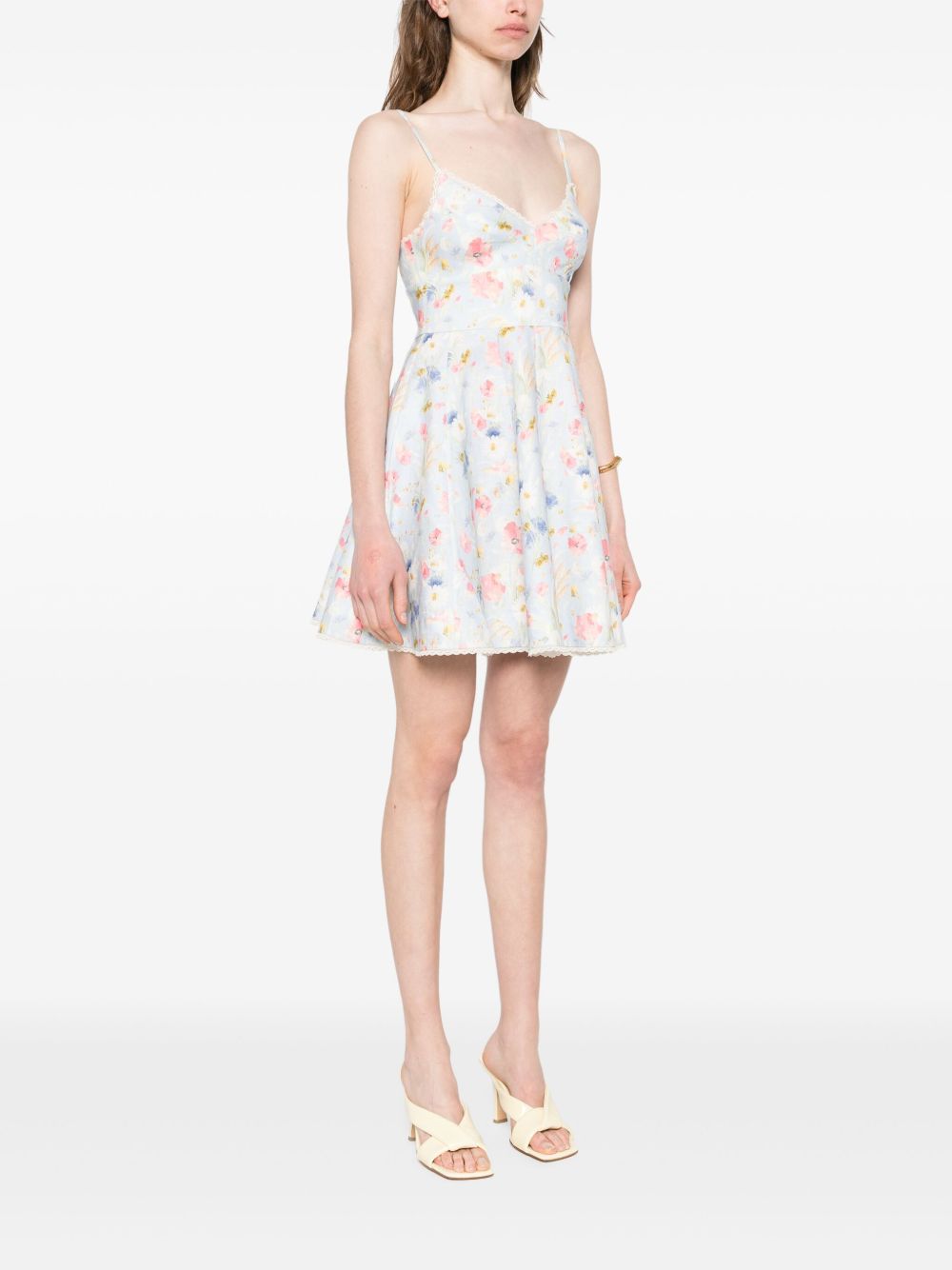 Zimmermann Lucky Linen Mini Dress Clear Blue