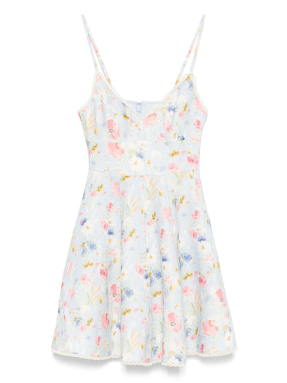 Zimmermann Lucky Linen Mini Dress Clear Blue