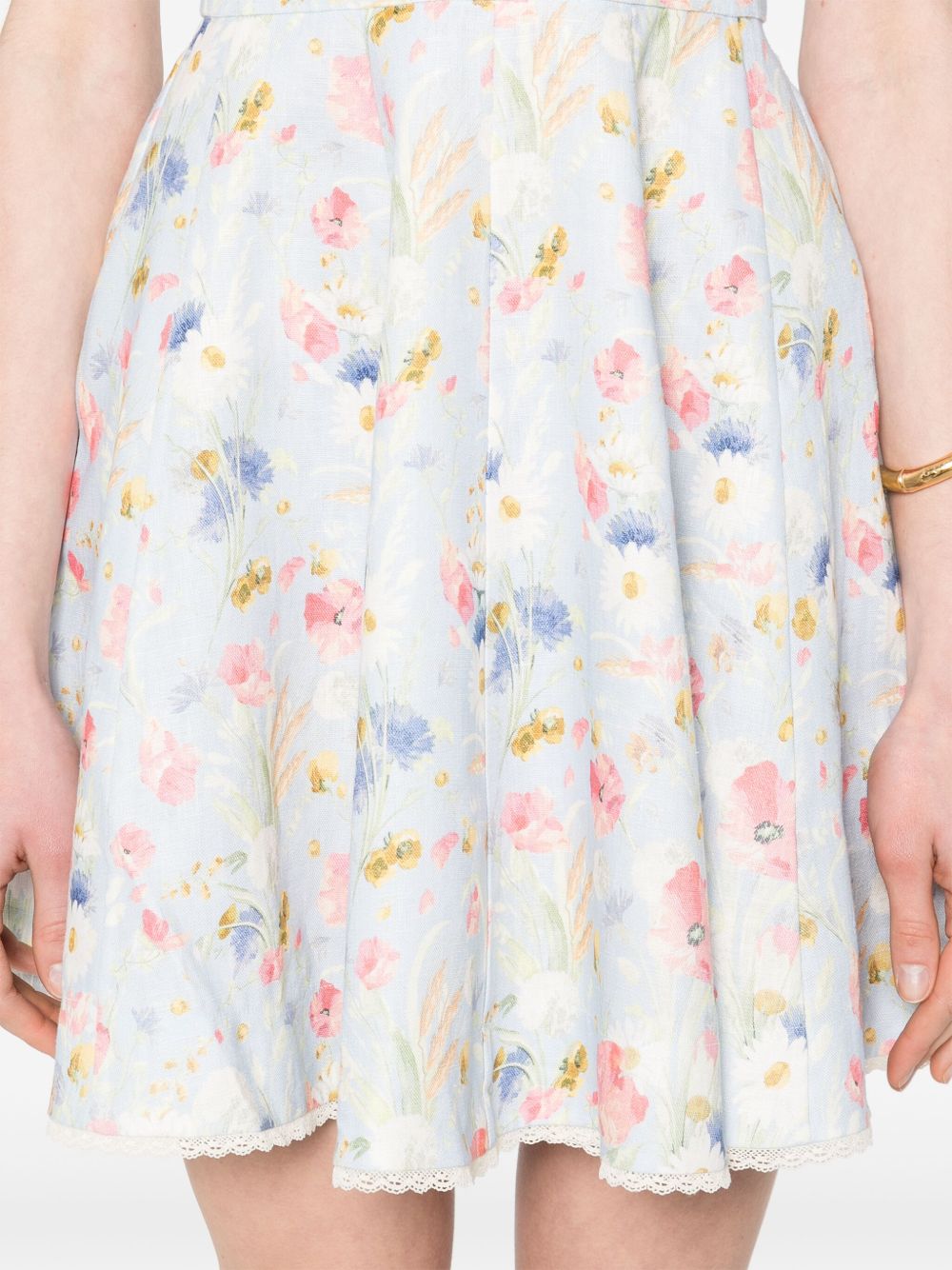 Zimmermann Lucky Linen Mini Dress Clear Blue