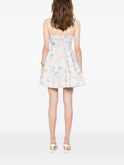 Zimmermann Lucky Linen Mini Dress Clear Blue