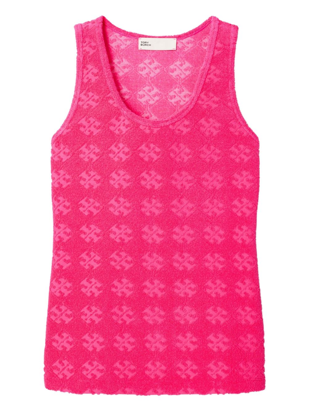 Tory Burch Monogram Terry Scoop-Neck Tank Top Fuchsia