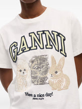 GANNI Animals Organic Cotton T-shirts White