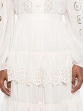 Zimmermann Lucky Embroidered High-Rise A-Line Midi Skirt Ivory