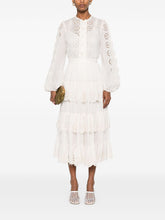 Zimmermann Lucky Embroidered High-Rise A-Line Midi Skirt Ivory