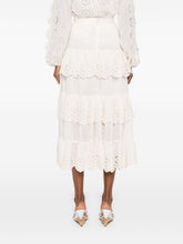 Zimmermann Lucky Embroidered High-Rise A-Line Midi Skirt Ivory
