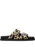 Tory Burch Double Strap Nappa Leather T-Lock Flat Sandals Brown