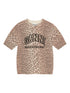Ganni Leopard-Print Wool-Blend T-Shirt Brown
