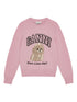 Ganni Intarsia-Knit Poodle Wool Crewneck Sweater Pink Pink