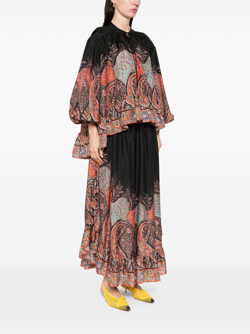 Zimmermann Rhiannon Paisley Silk Blouse Black
