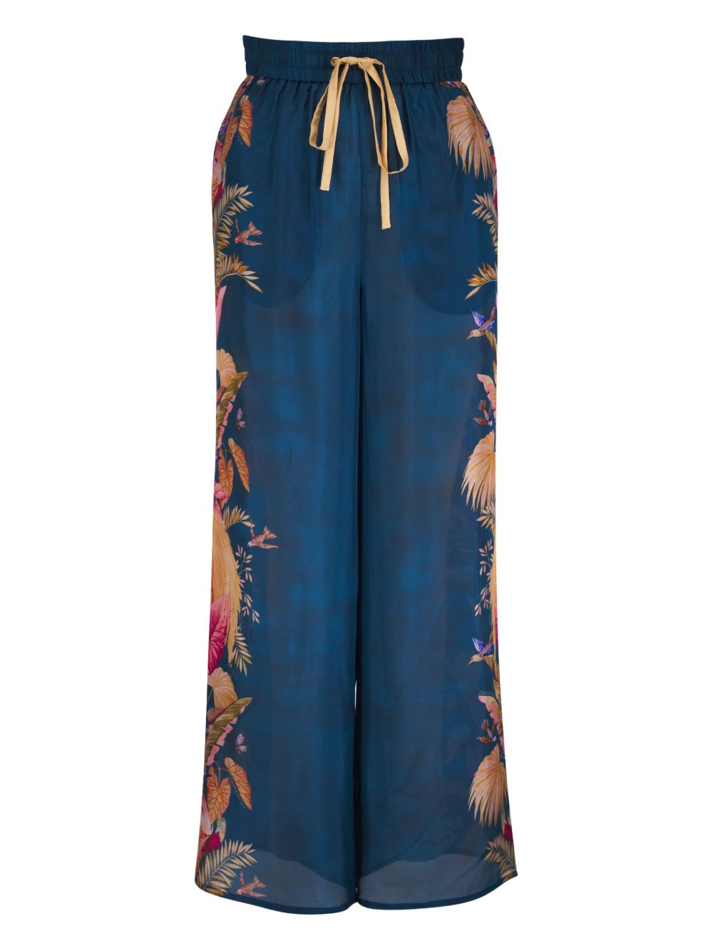 Zimmermann Ascension Printed Silk Trousers Blue