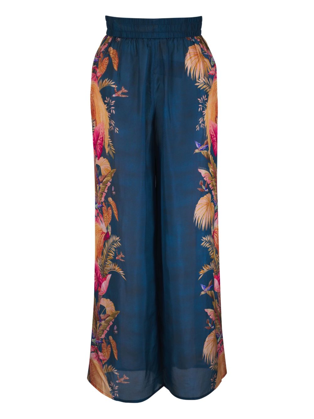 Zimmermann Ascension Printed Silk Trousers Blue