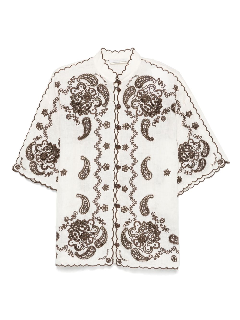 Zimmermann Ascension Embroidered Linen Shirt Ivory