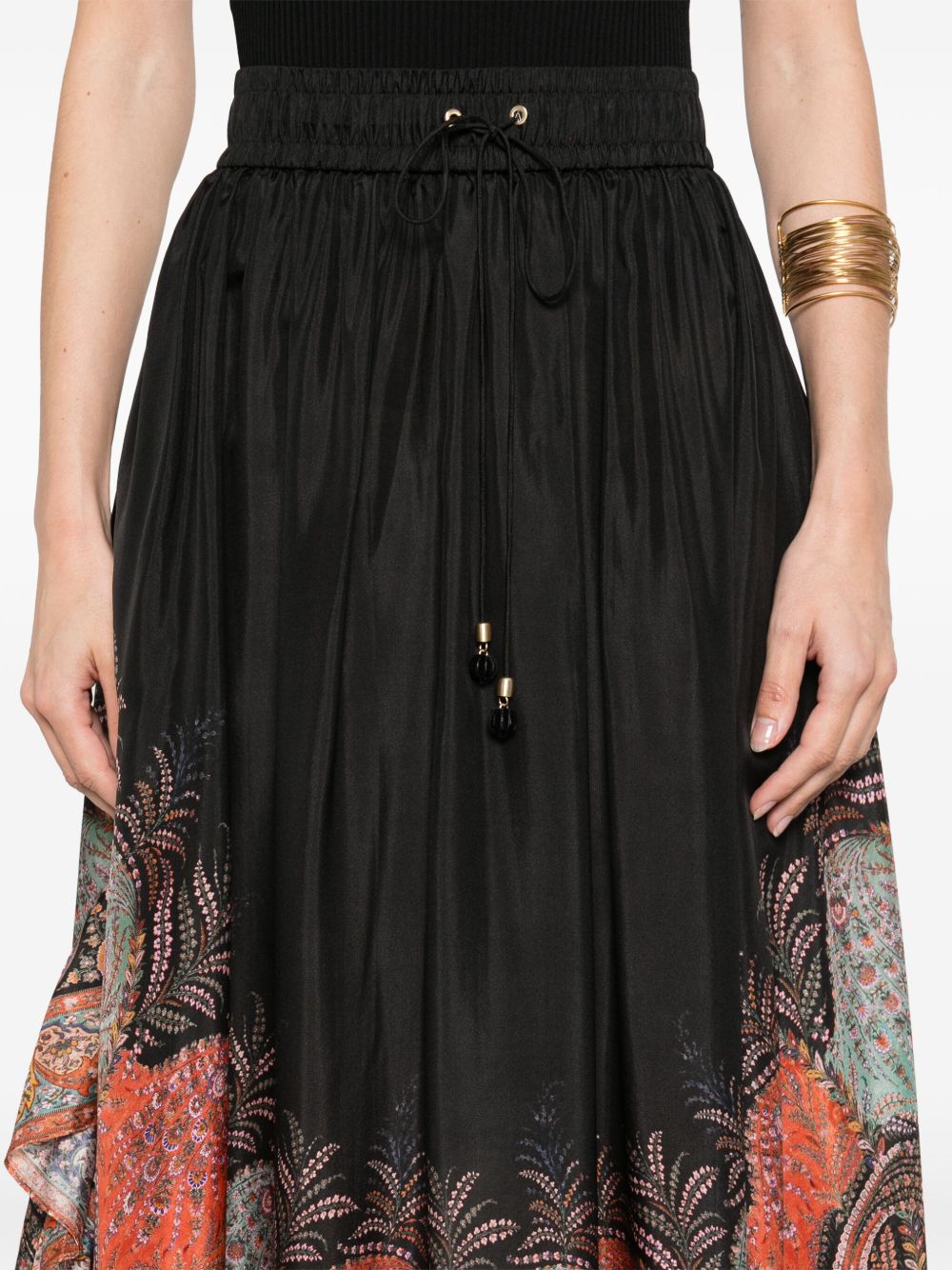 Zimmermann Rhiannon Ruffle Silk Maxi Skirt Black