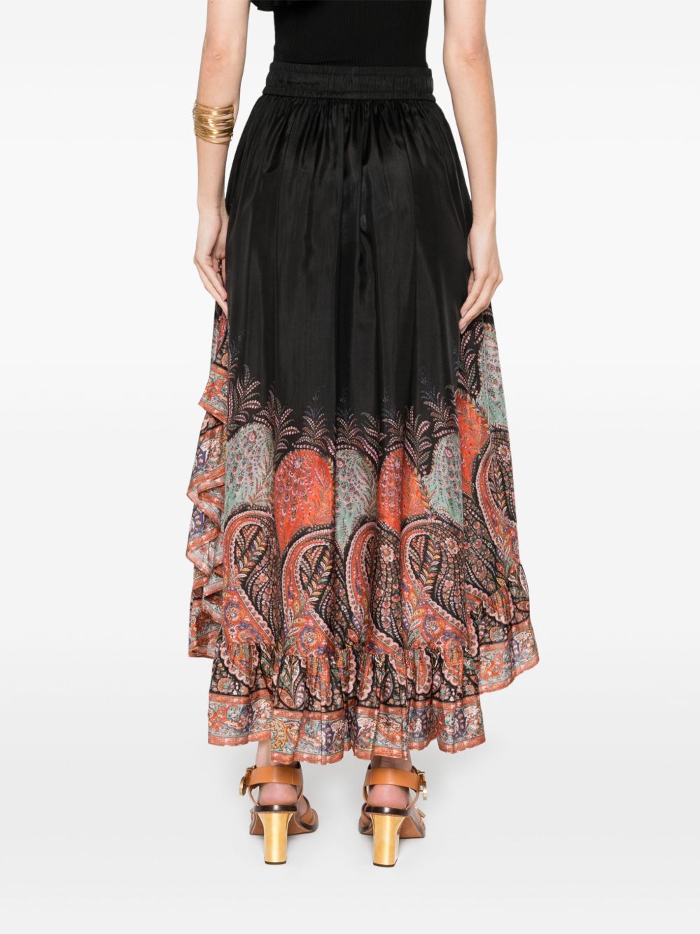 Zimmermann Rhiannon Ruffle Silk Maxi Skirt Black