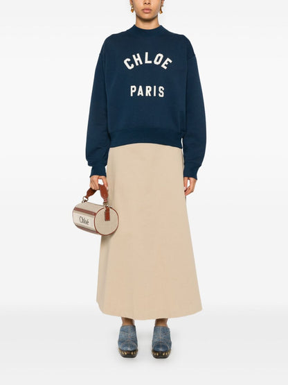 Chloè Logo-Patch Cotton Sweatshirt Blue Blue
