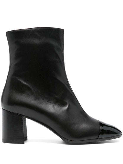 Carel Paris Block-Heel Calf Leather Ankle Boots Black