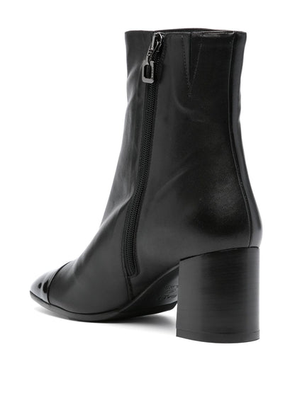 Carel Paris Block-Heel Calf Leather Ankle Boots Black