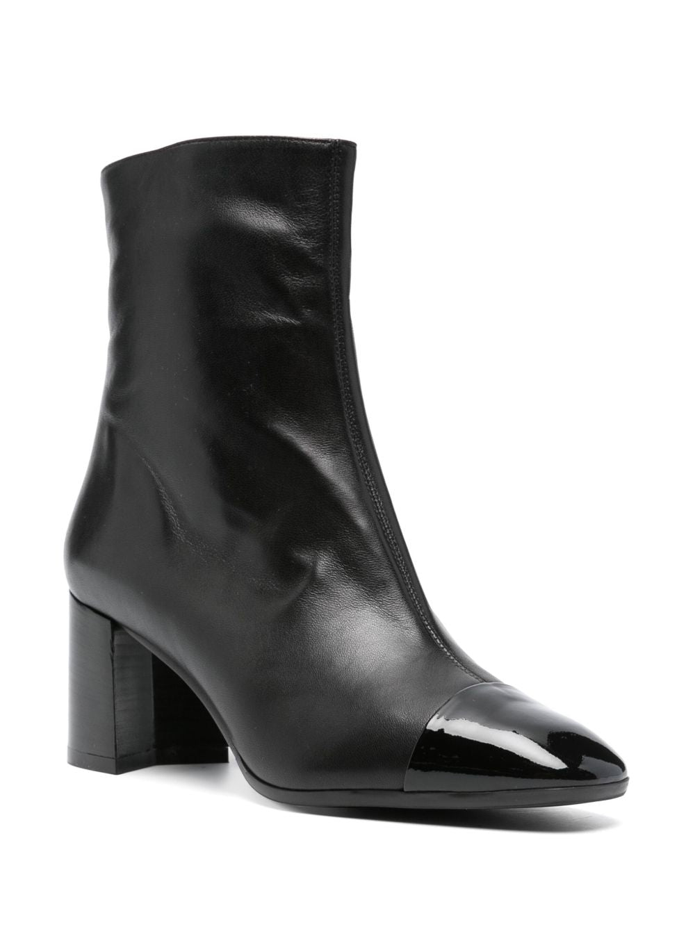 Carel Paris Block-Heel Calf Leather Ankle Boots Black